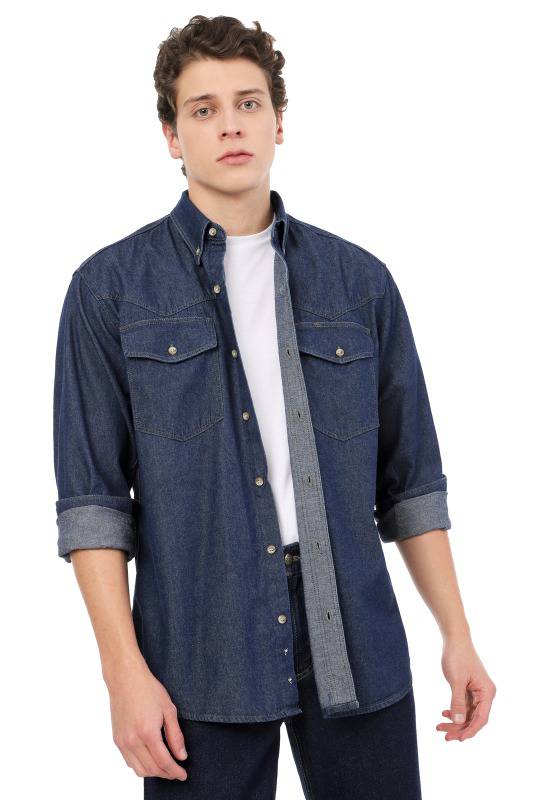 Camisa de Jean Basic Lec Lee para Hombre Índigo Oscuro