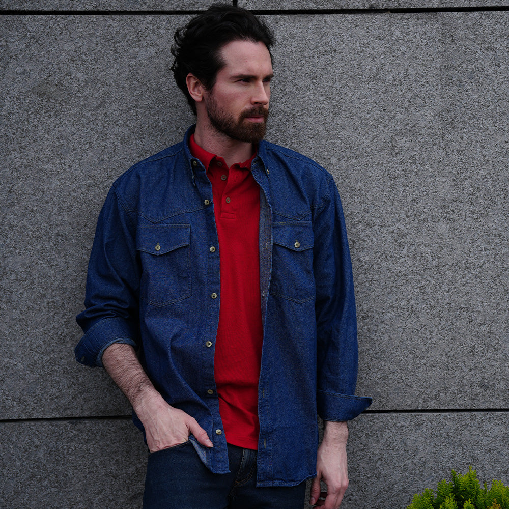 Camisa de Jean Basic Lec Lee para Hombre - Índigo Oscuro