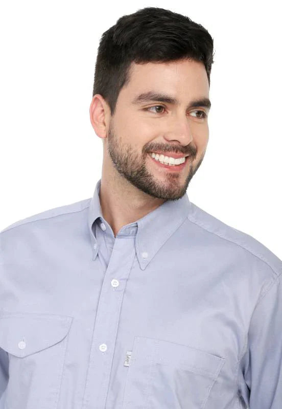 Camisa Basic Manga Larga Lec Lee para Hombre - Azul Claro