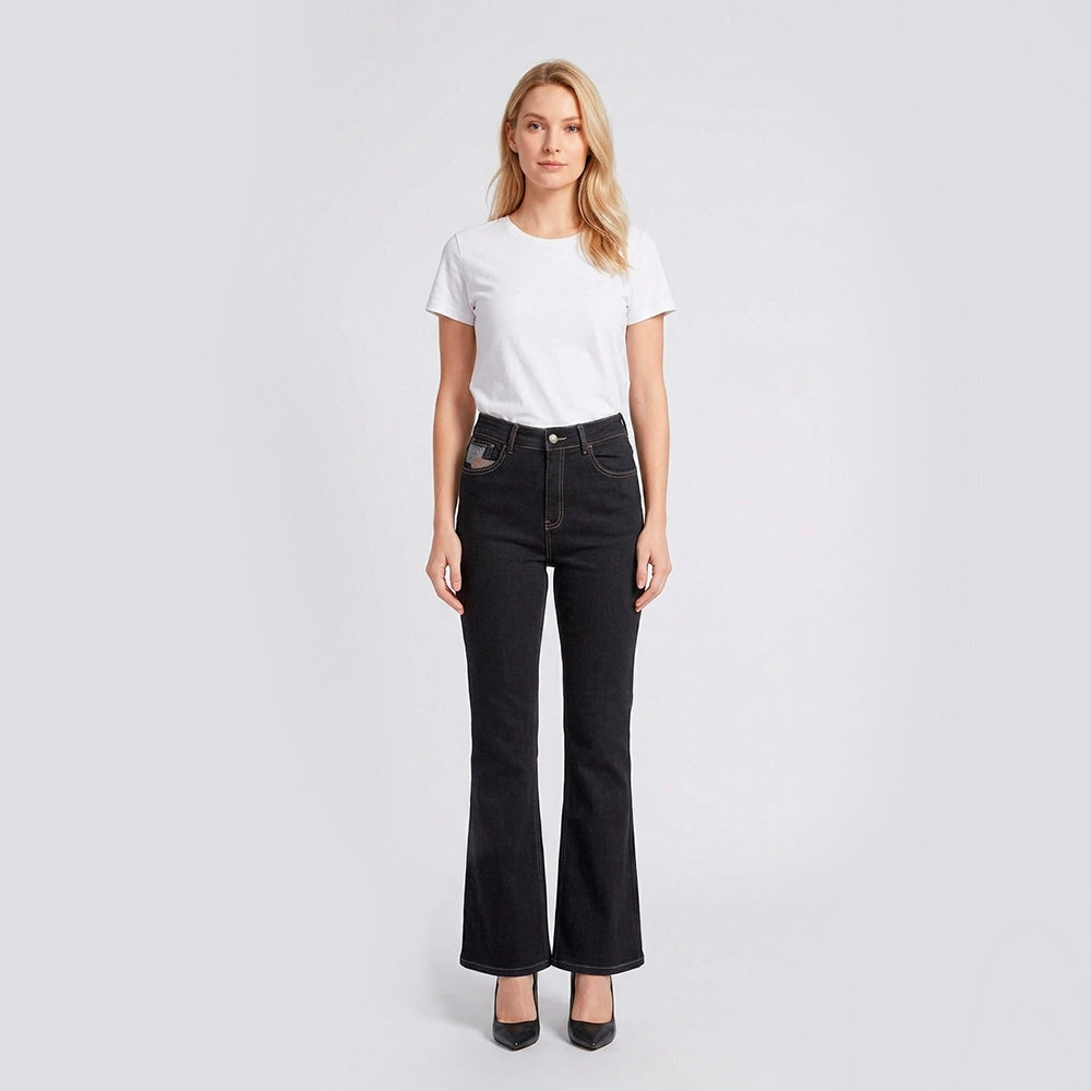 Jean Cropped Flared Lec Lee Negro