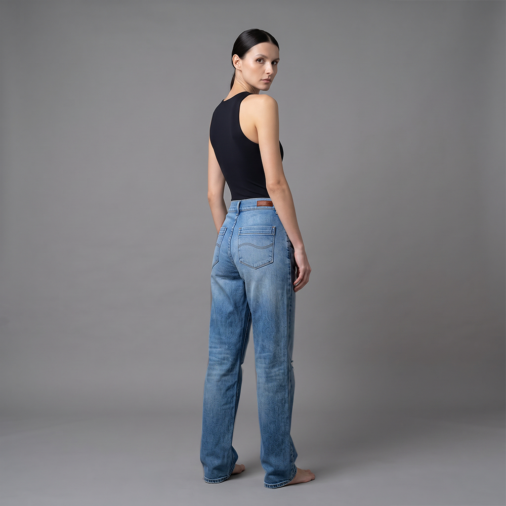 Jean Cropped Palazzo Lec Lee Índigo Medio