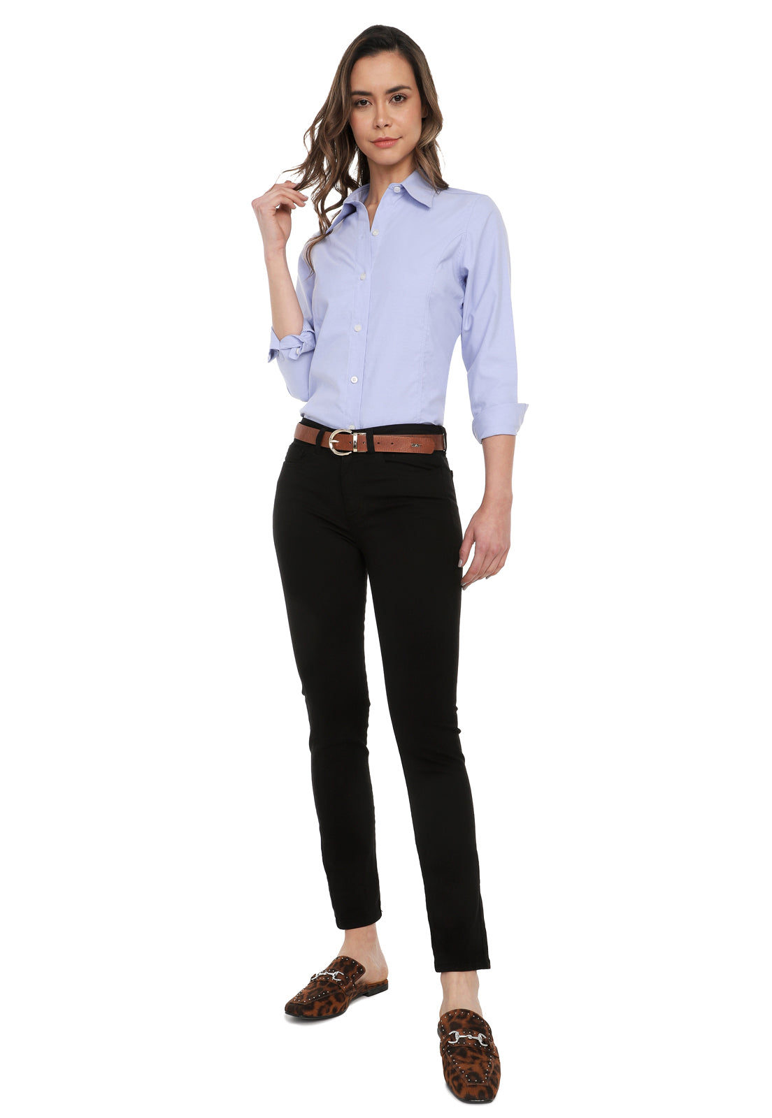 Blusa Clásica Oxford Lec Lee para Mujer - Azul