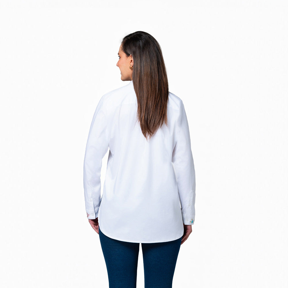 Blusa Mujer Cuello Nerú Lec Lee Blanca Con Bordado