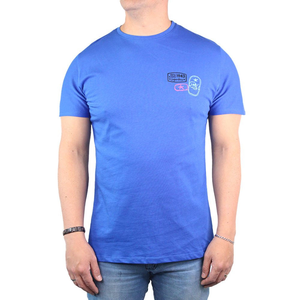 Camiseta Básica Hombre Lec Lee Gris-Azul Rey