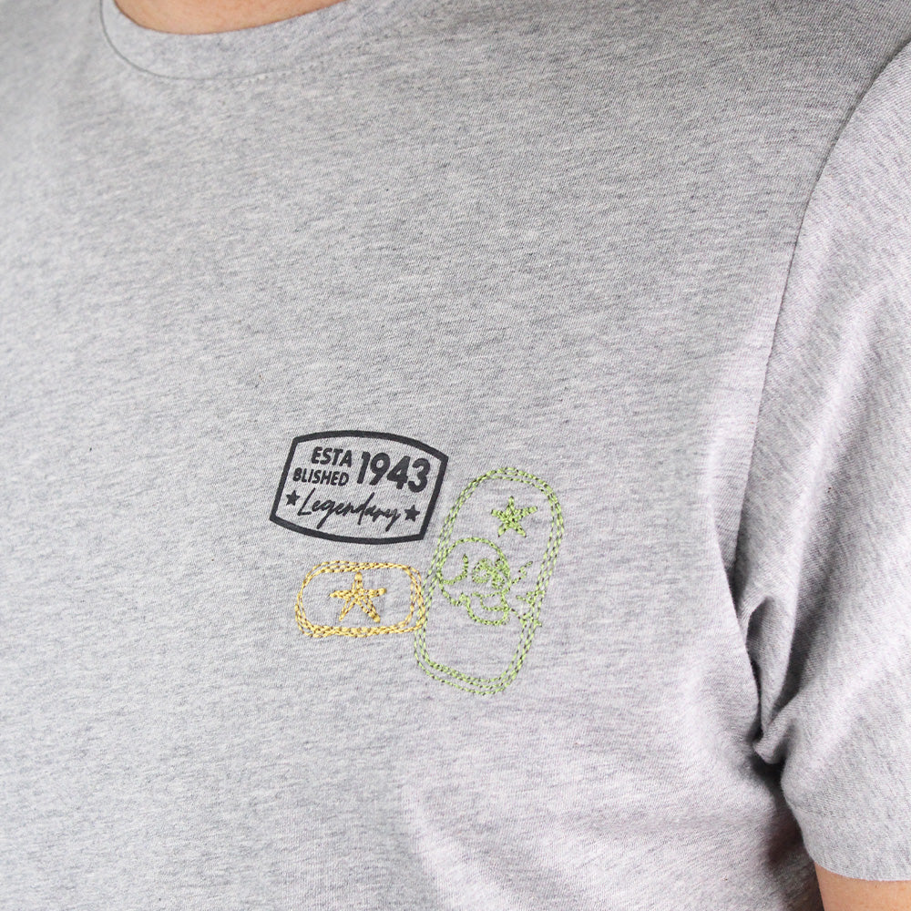 Camiseta Básica Hombre Lec Lee Gris-Azul Rey