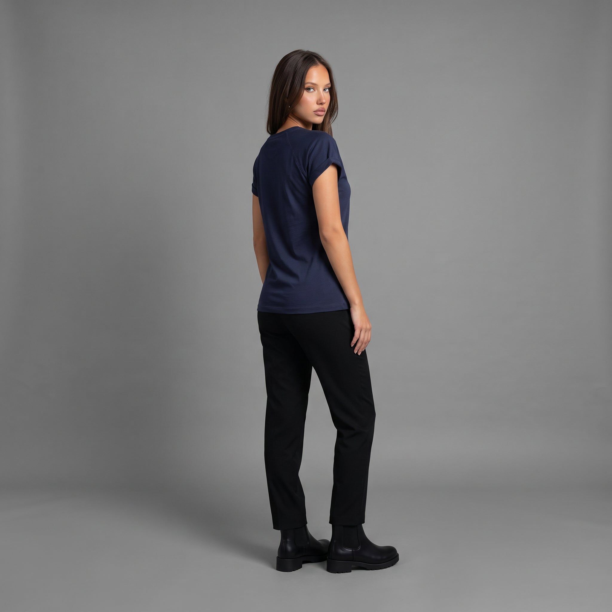 Camiseta Cuello Redondo Mujer Lec Lee Azul Oscuro - Hortensia