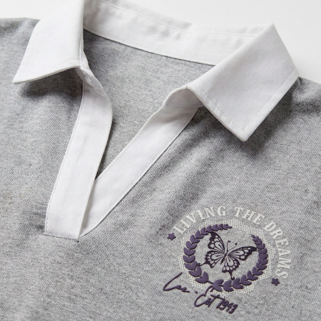 Camiseta Mujer Tipo Polo Lec Lee Rosado-Gris Claro