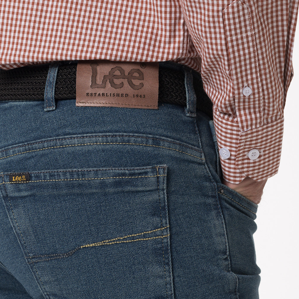 Jean Staid Hip para Hombre Lec Lee - Índigo Medio