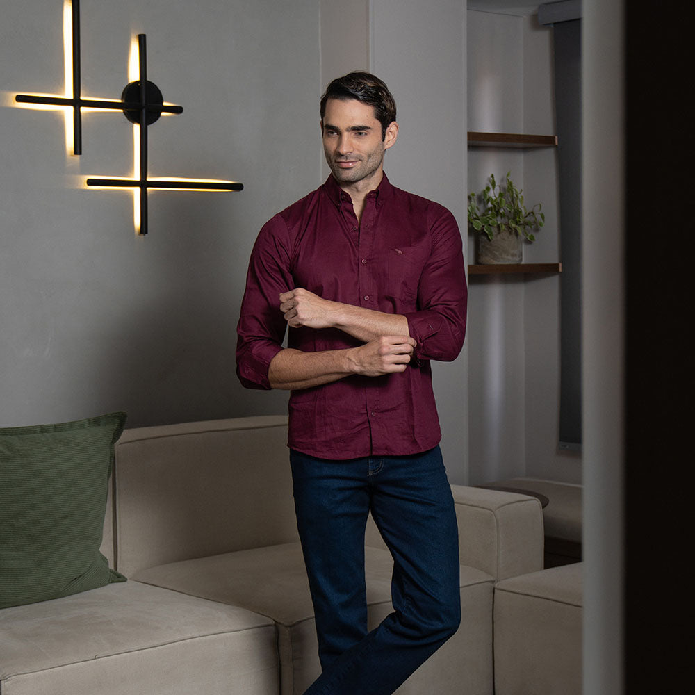 Camisa para hombre Lec Lee Vinotinto - Main Image