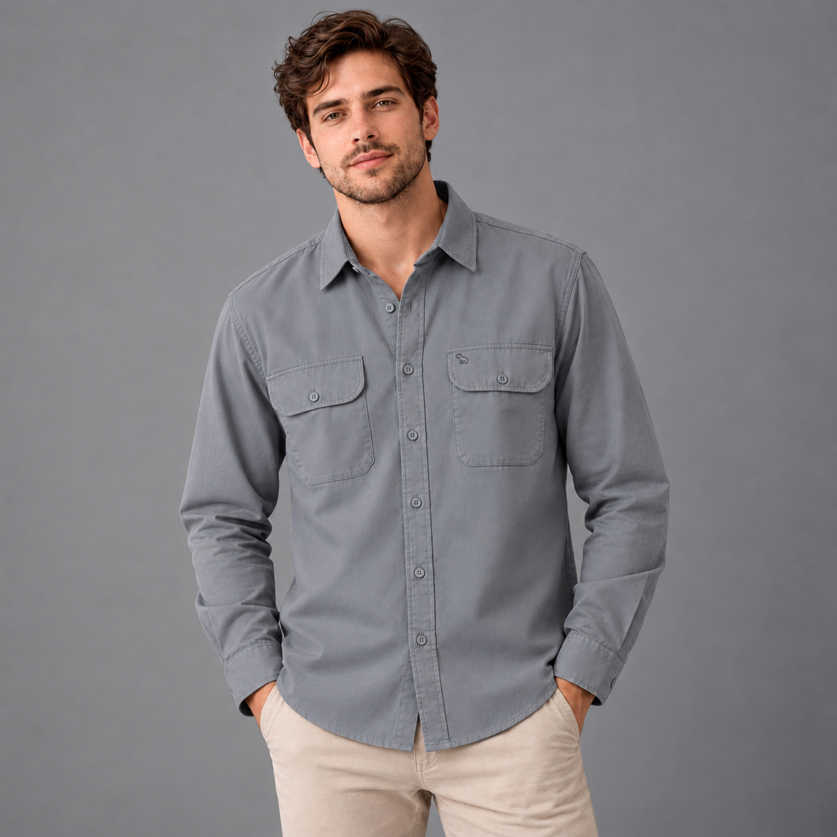 Camisa Casual Unicolor Hombre Lec Lee