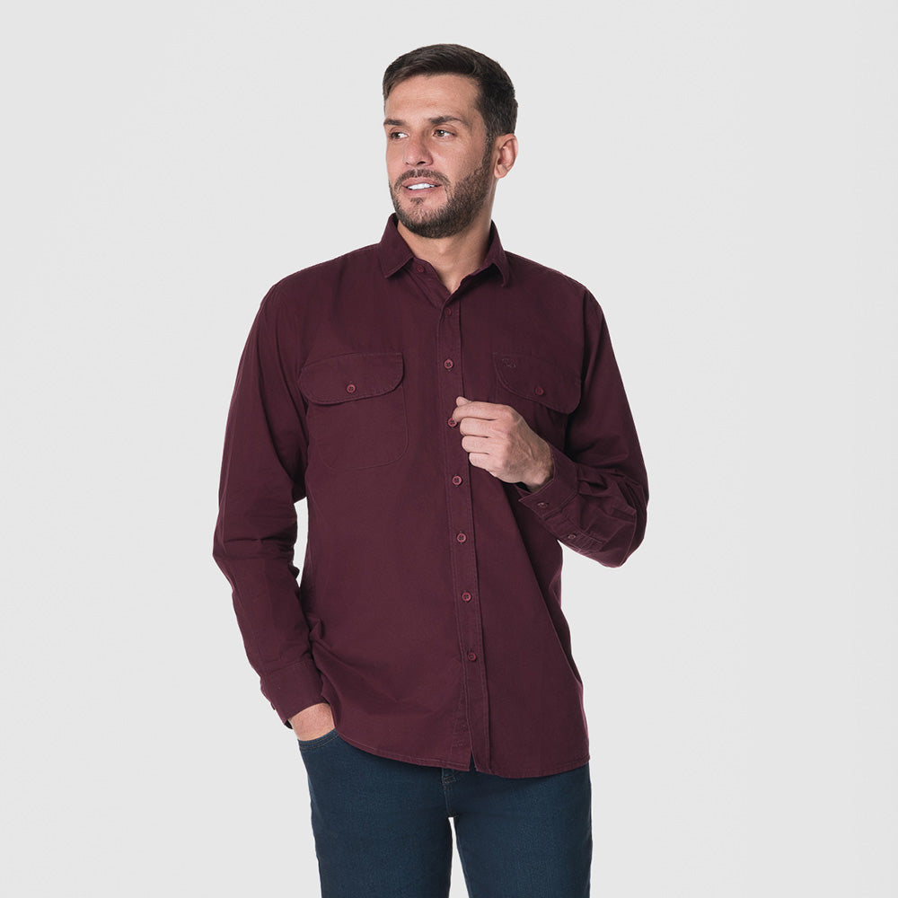 Camisa Casual Hombre Lec Lee Vinotinto