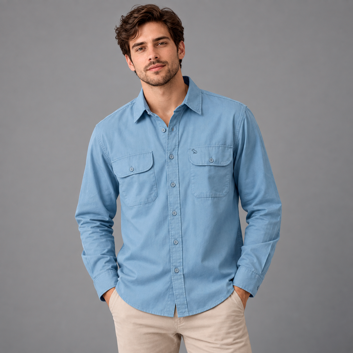 Camisa Casual Unicolor Hombre Lec Lee