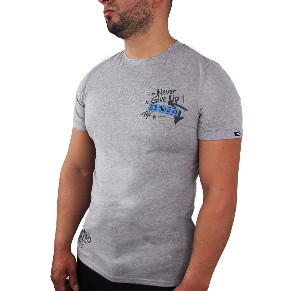 Camiseta slim fit para hombre Lec Lee - Gris