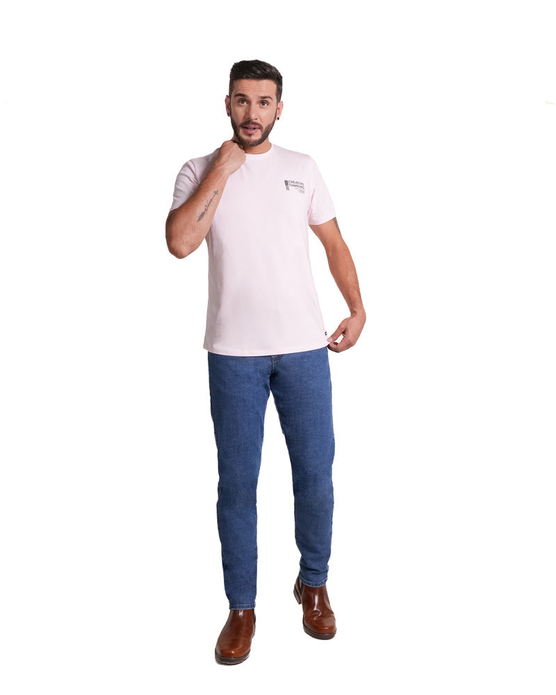 Camiseta para hombre con estampado color rosado claro