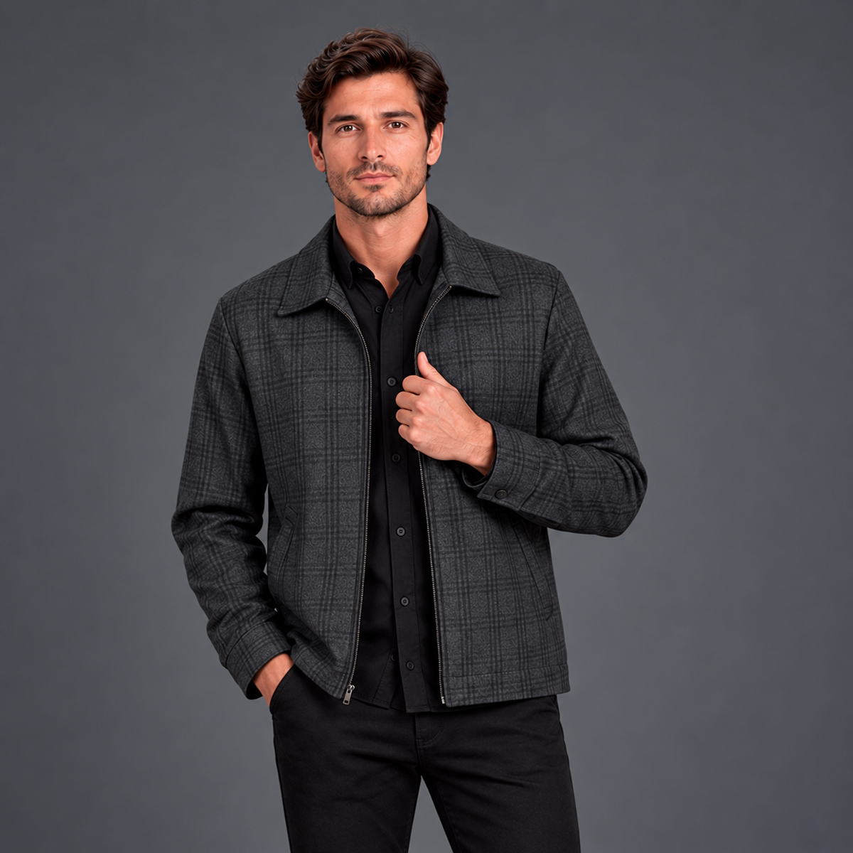 Chaqueta Cuadros para Hombre Lec Lee - Gris