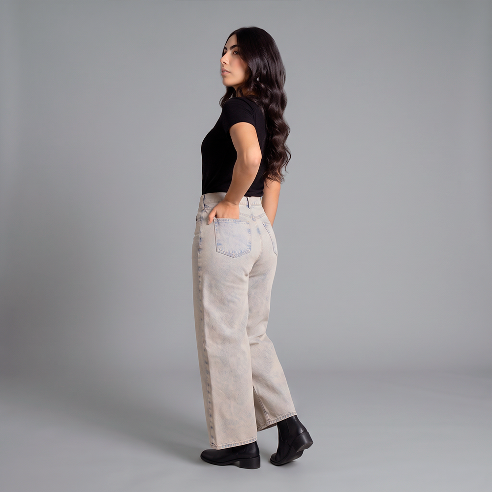 Jean Palazzo para mujer color dirty