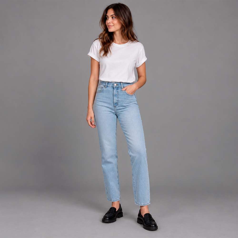 Jean Cropped para mujer color azul claro