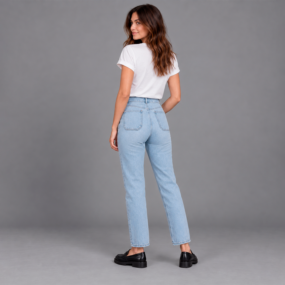 Jean Cropped para mujer color azul claro