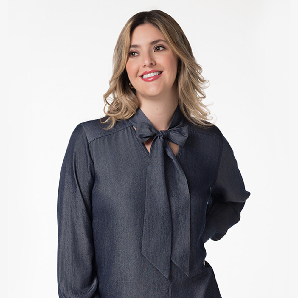 Blusa anudada para mujer Lec Lee - Índigo