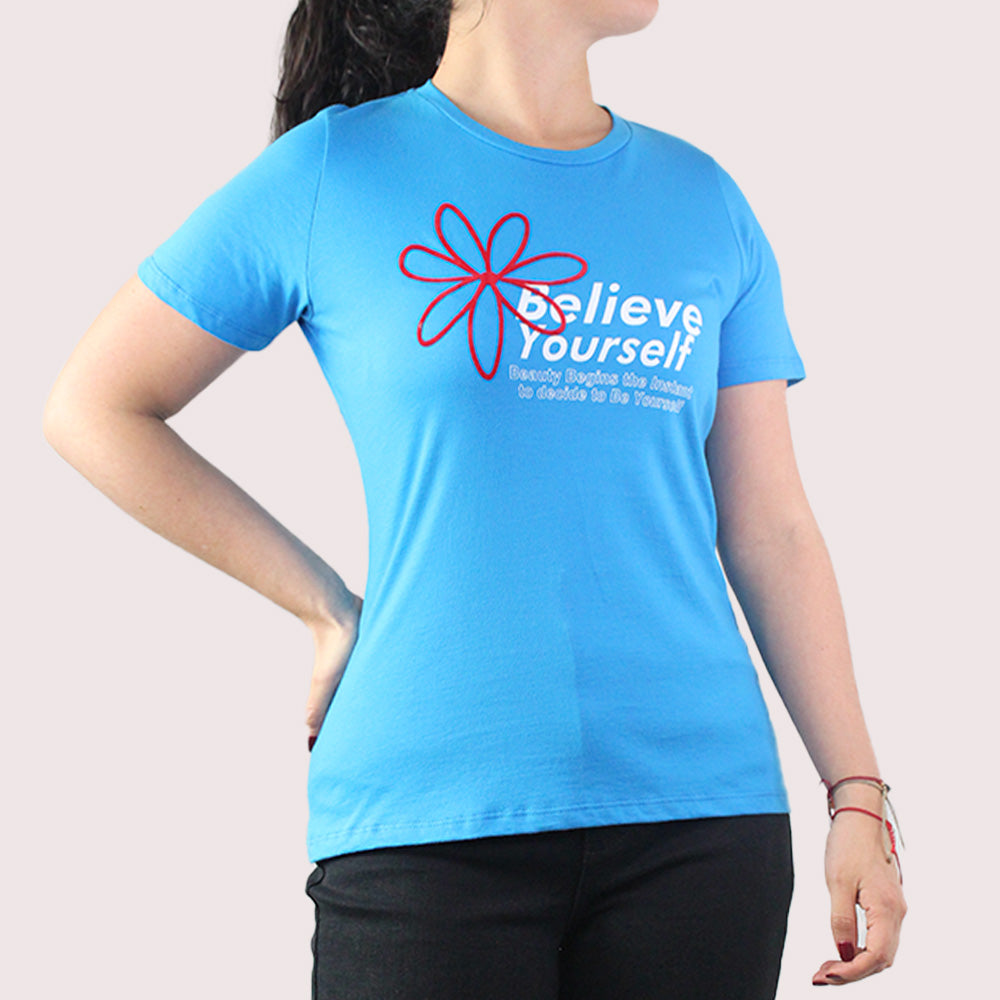 Camiseta manga corta para mujer Lec Lee Azul Turqueza