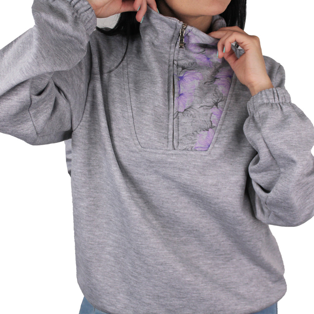 Buzo Mujer Cuello Alto Gris Lec Lee