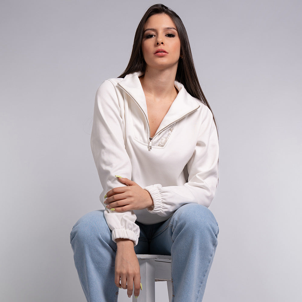 Camisa Outfit Con Buzo Blanco Buzo Mujer Cuello Alto Lec Lee
