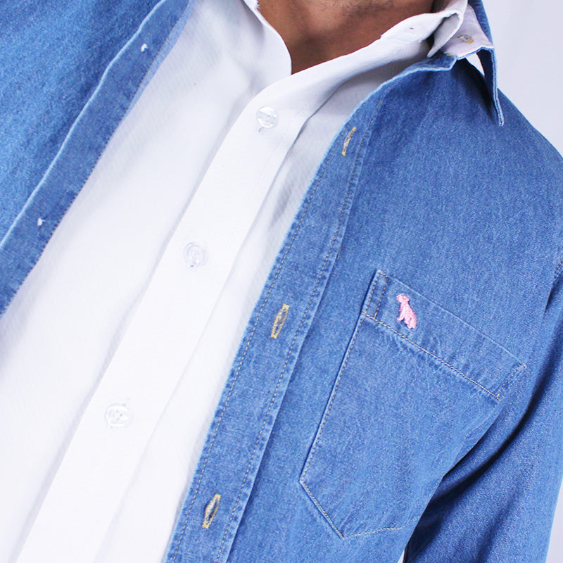 Camisa En Denim Para Hombre Lec Lee Índigo Claro
