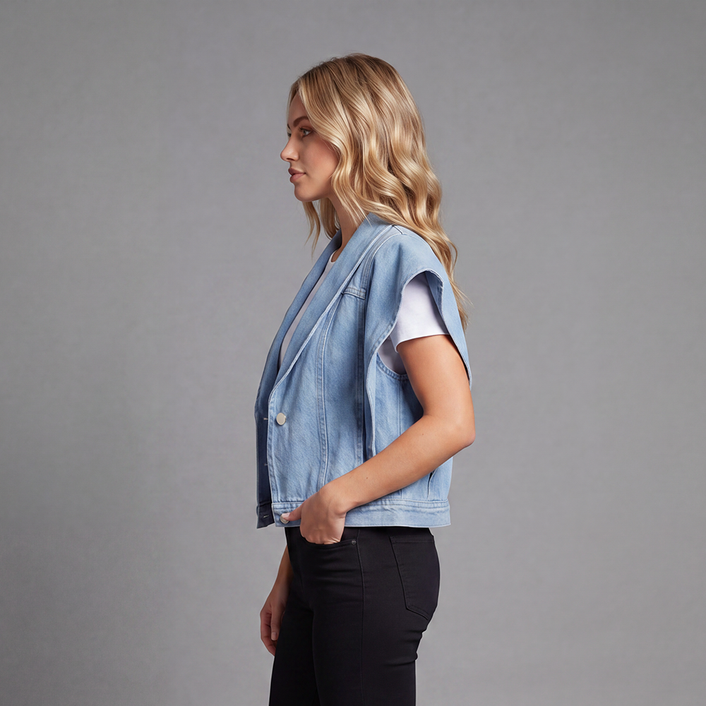 Chaleco En Denim Cuello Smoking Lec Lee