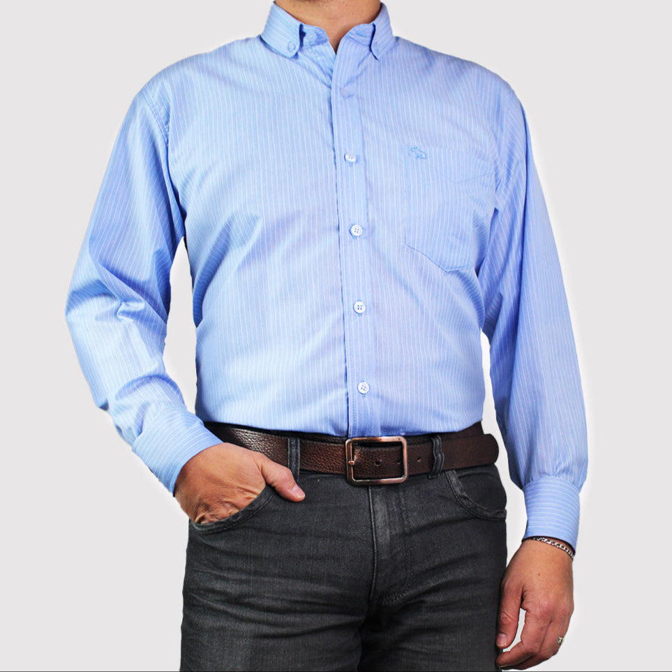 Camisa Casual De Hombre Lec Lee Azul