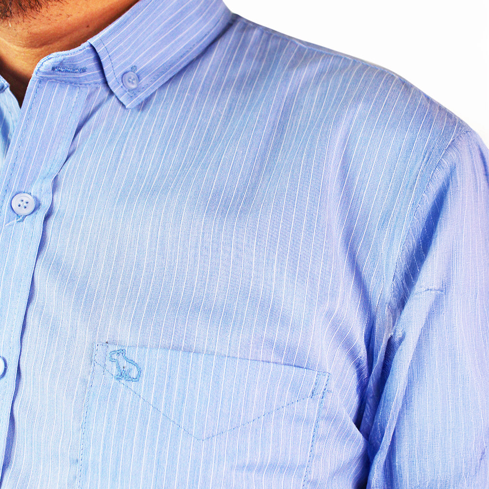 Camisa Casual De Hombre Lec Lee Azul