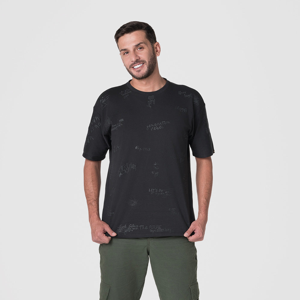 Camiseta Oversize Hombre Lec Lee Negra