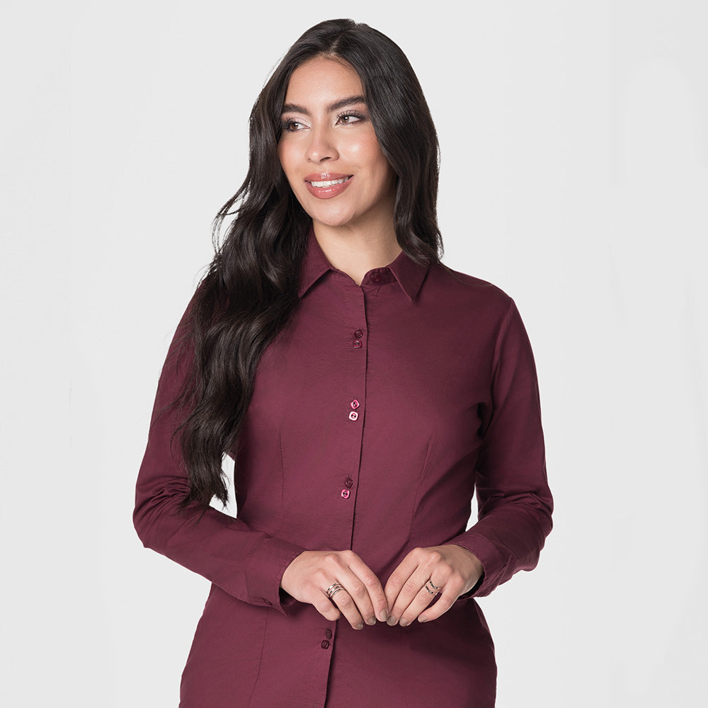 Blusa cuello camisero Vinotinto