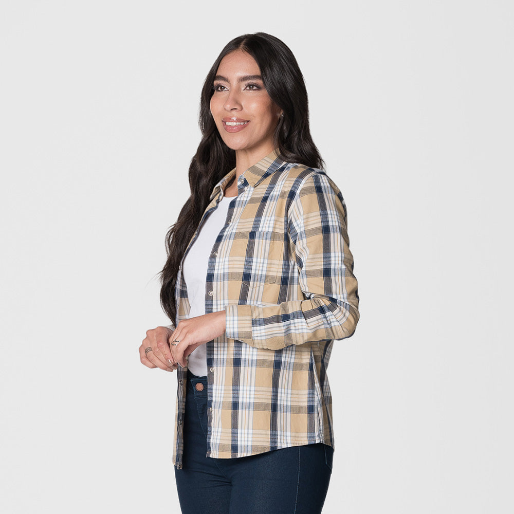 Blusa a Leñadora para mujer - Beige