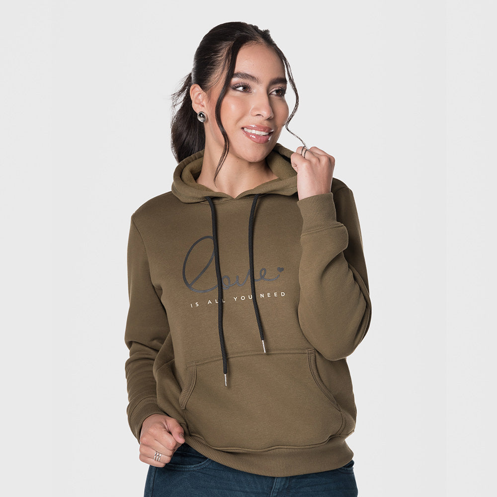 Buzo con capota para mujer - Verde Militar