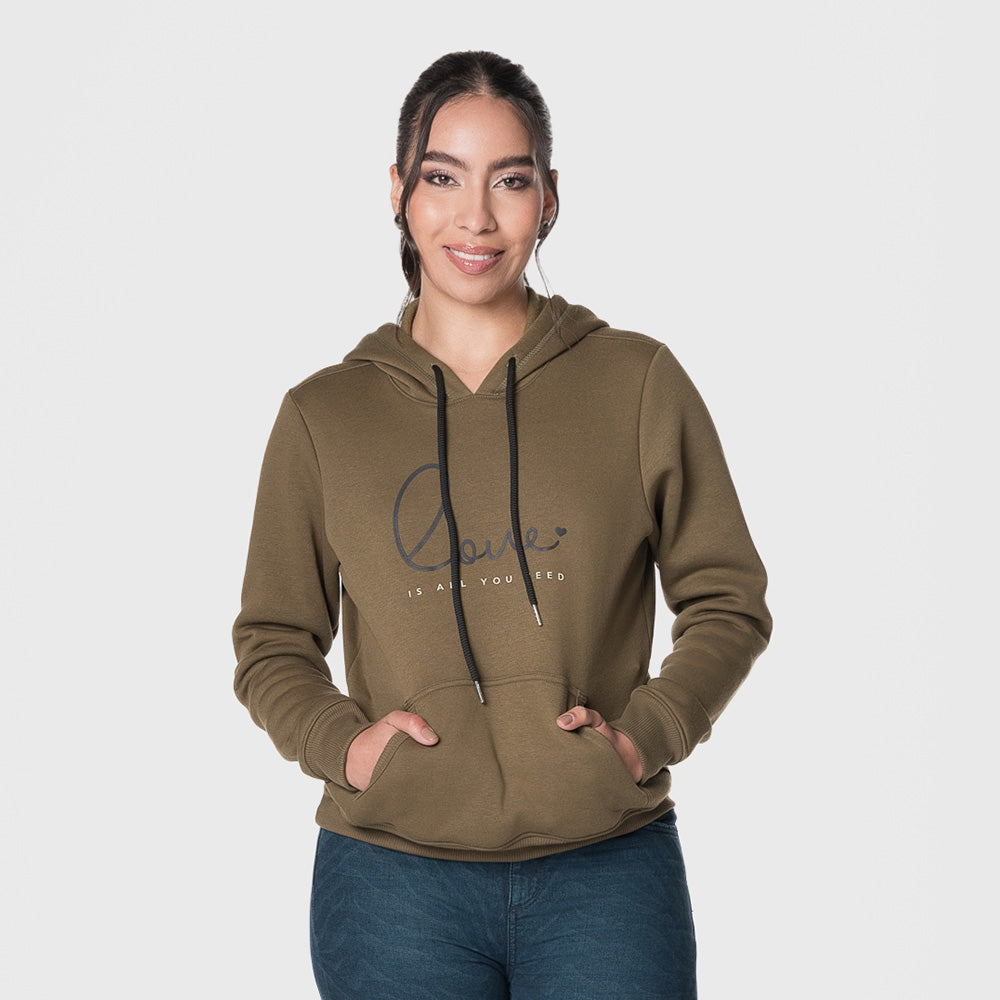 Buzo con capota para mujer Verde Militar - Main Image