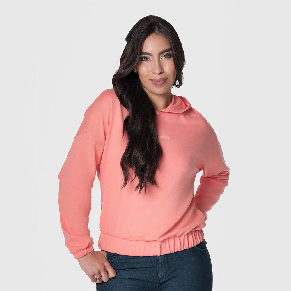 Buzo Con Capota Mujer Lec Lec Salmón