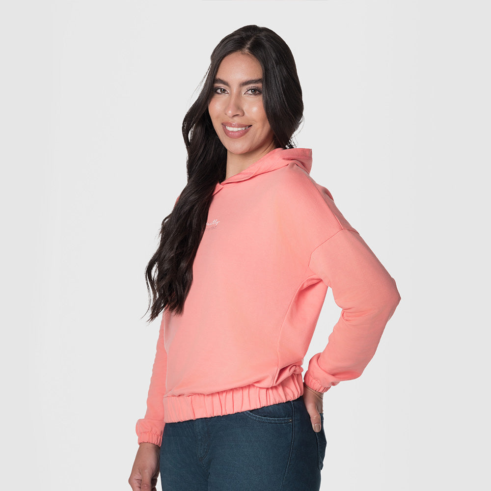 Buzo Con Capota Mujer Lec Lec Salmón