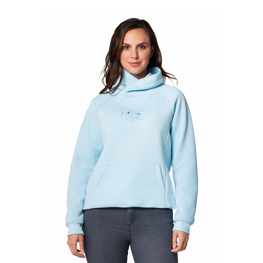 Buzo cerrado con cuello alto cruzado - Azul Celeste