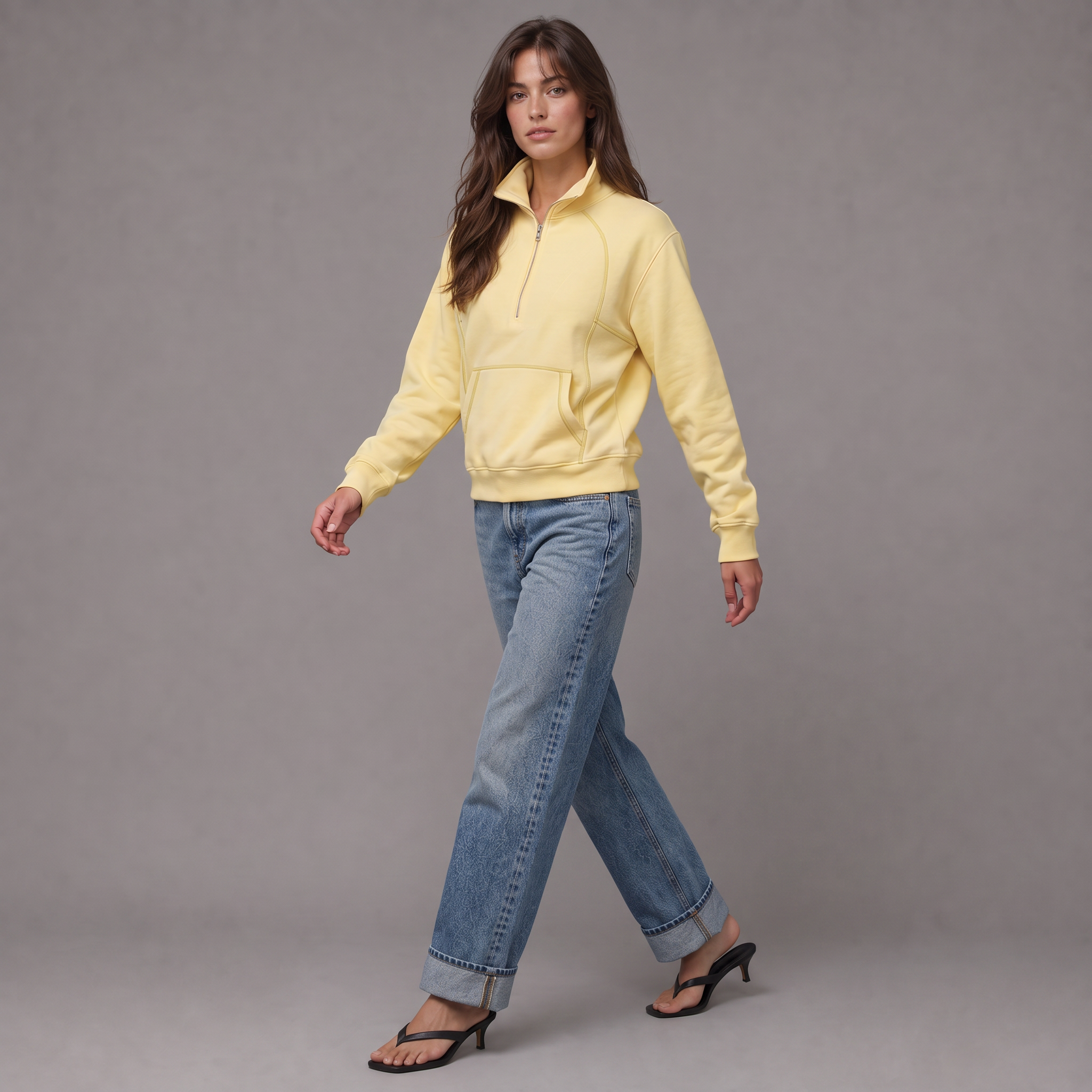 Buzo Cuello Alto Mujer Lec Lee Amarillo