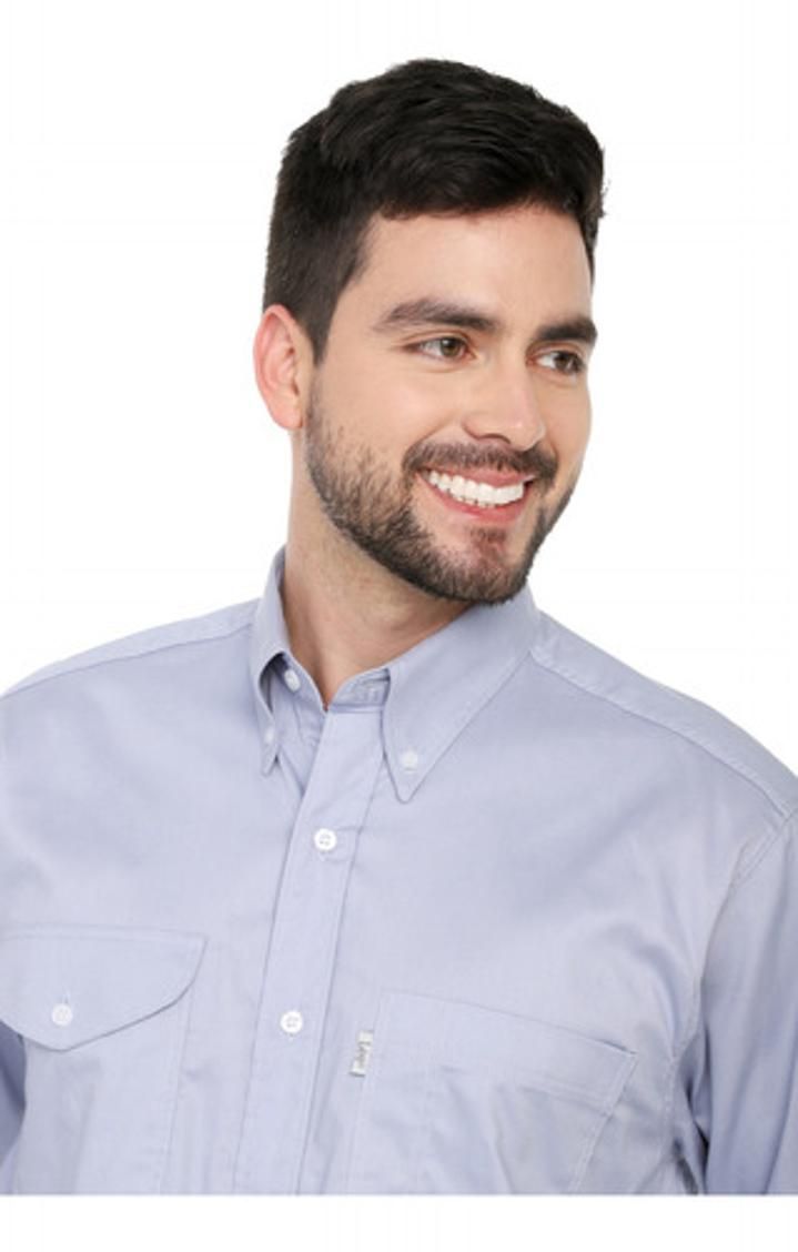 Camisa Basic Manga Larga Lec Lee para Hombre - Azul Claro