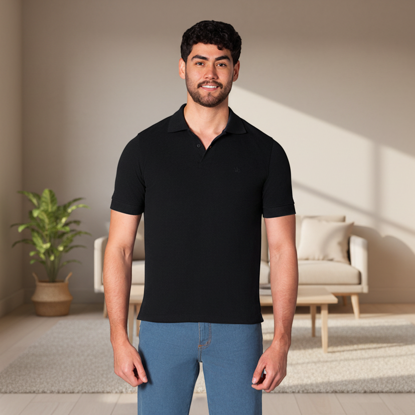 Camiseta Polo para Hombre Lec Lee Negro