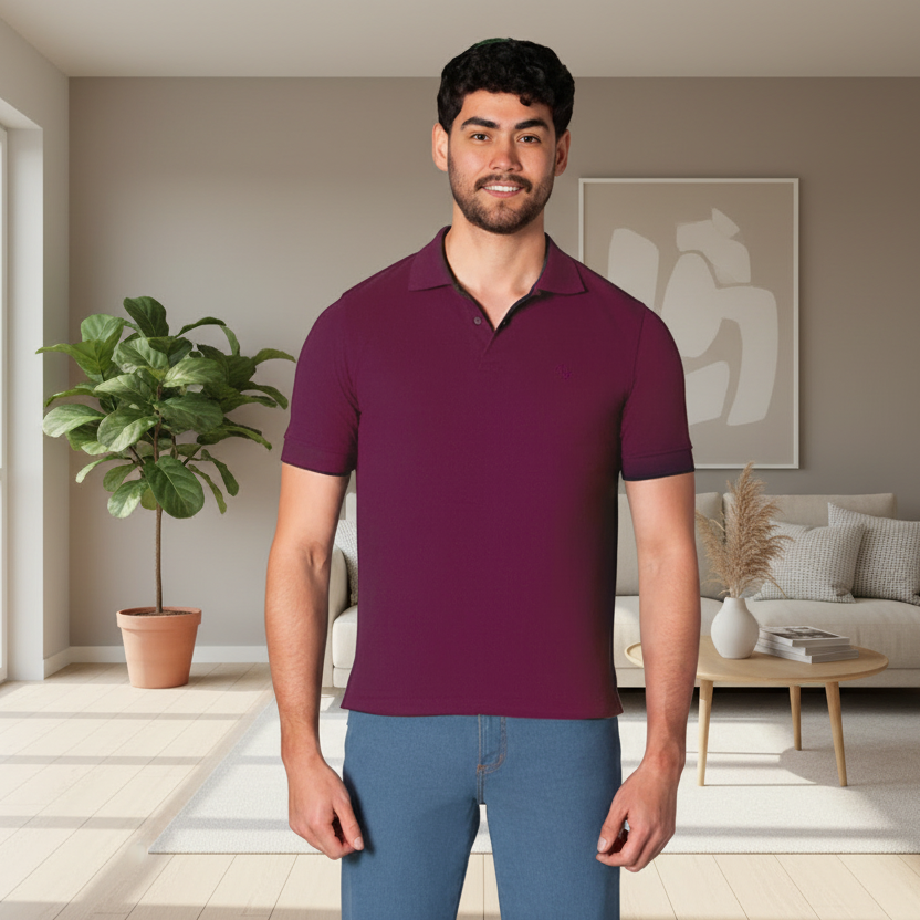 Camiseta Polo para Hombre Lec Lee Vinotinto