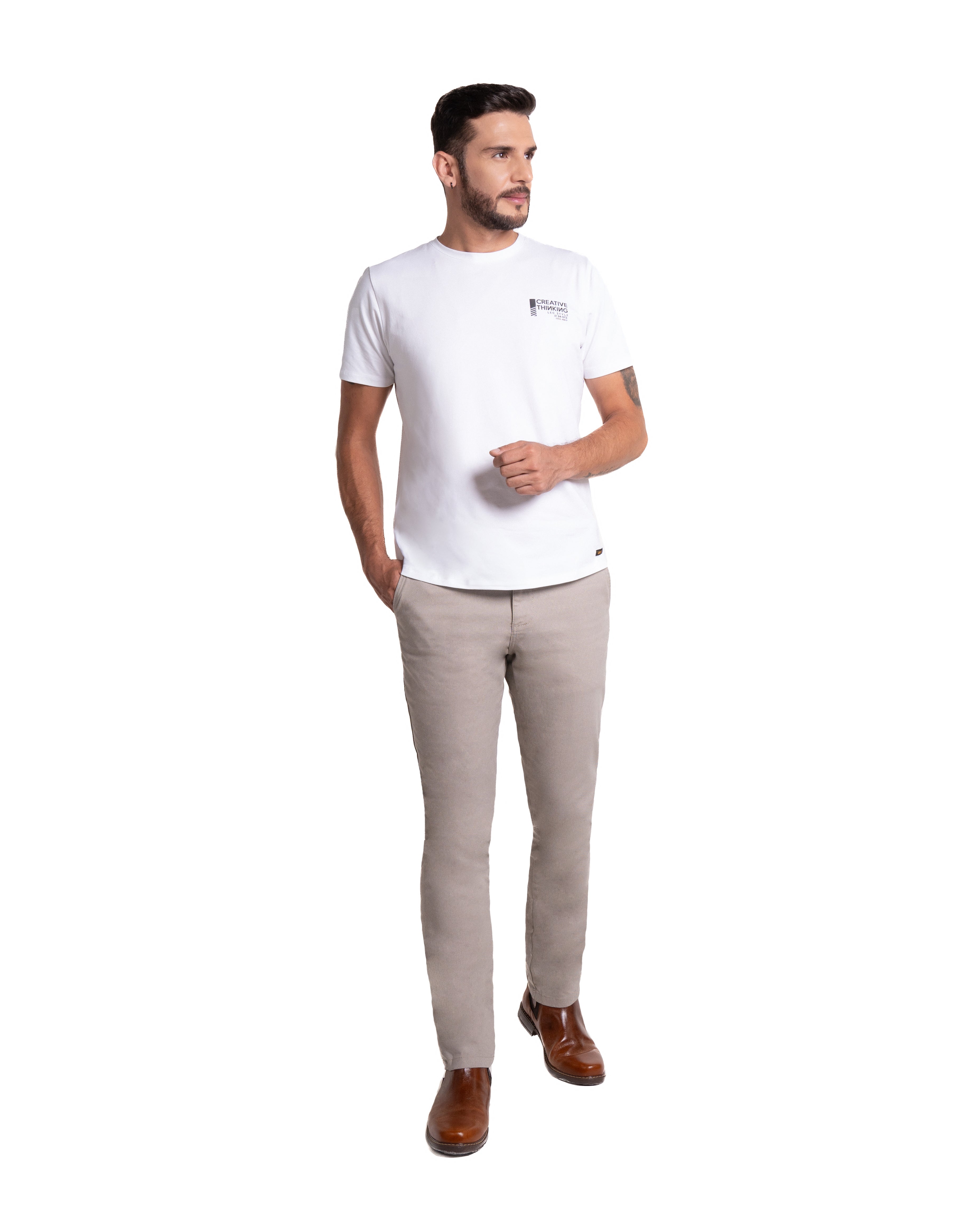 Pantalón básico para hombre color beige