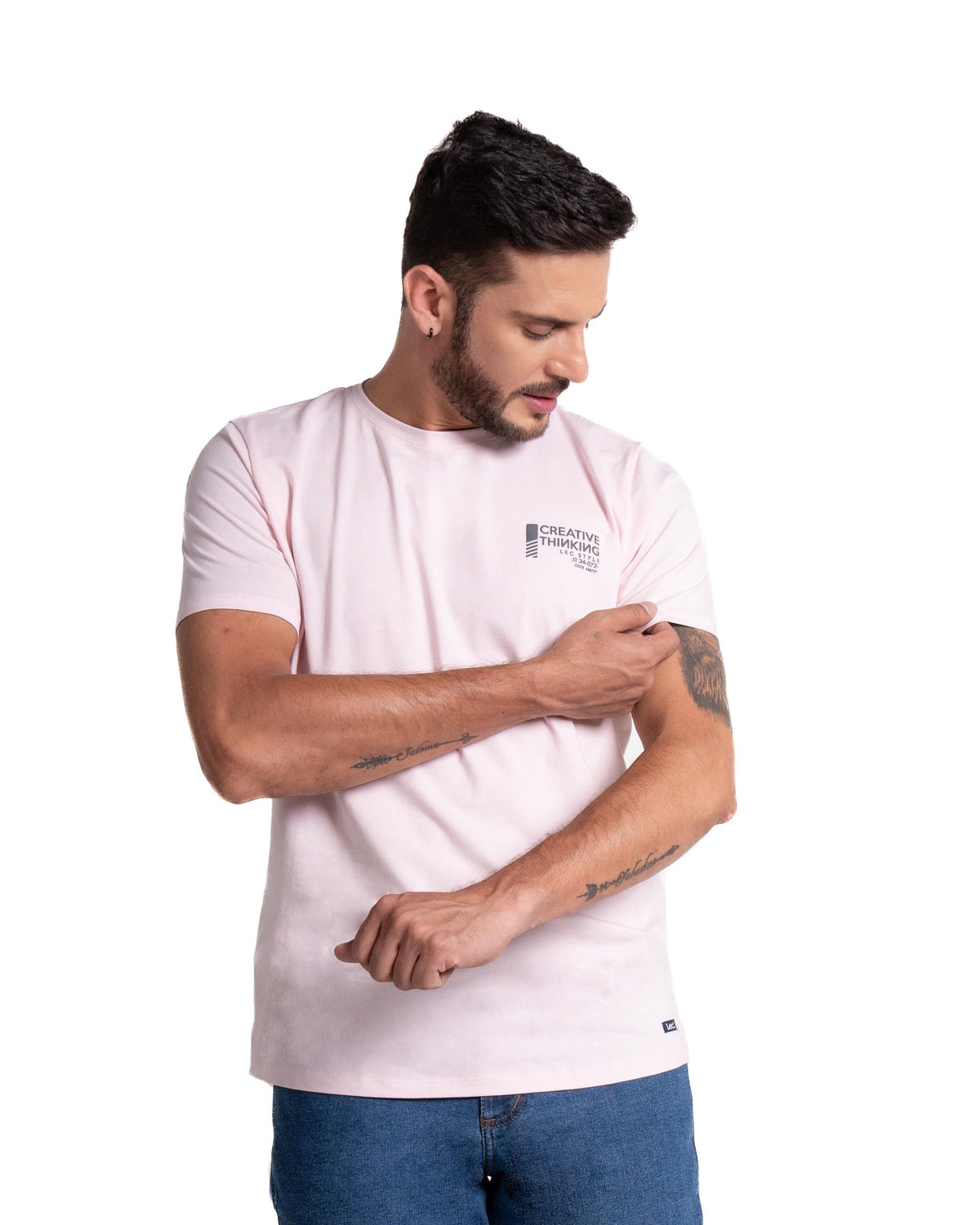 Camiseta para hombre con estampado color rosado claro