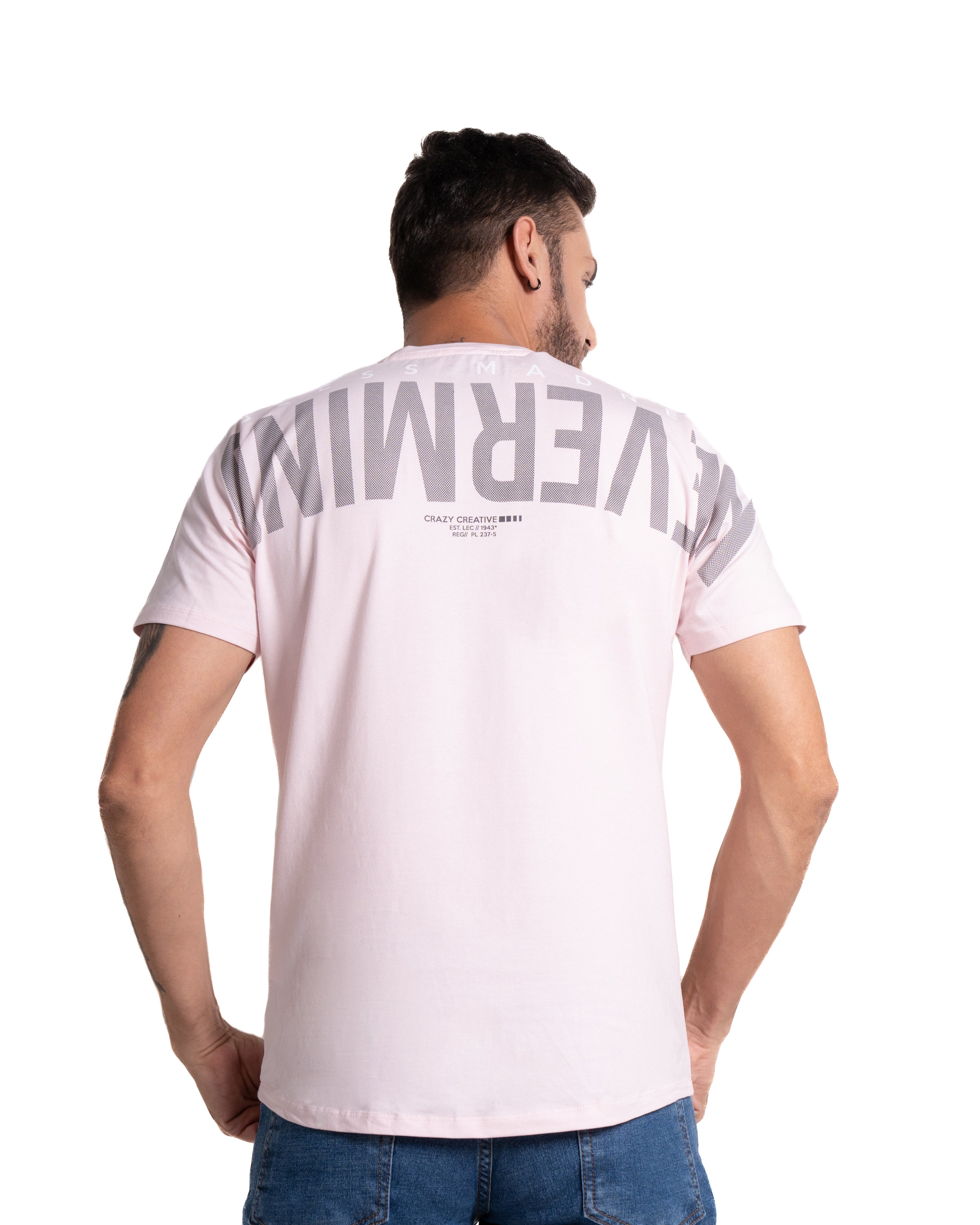 Camiseta para hombre con estampado color rosado claro