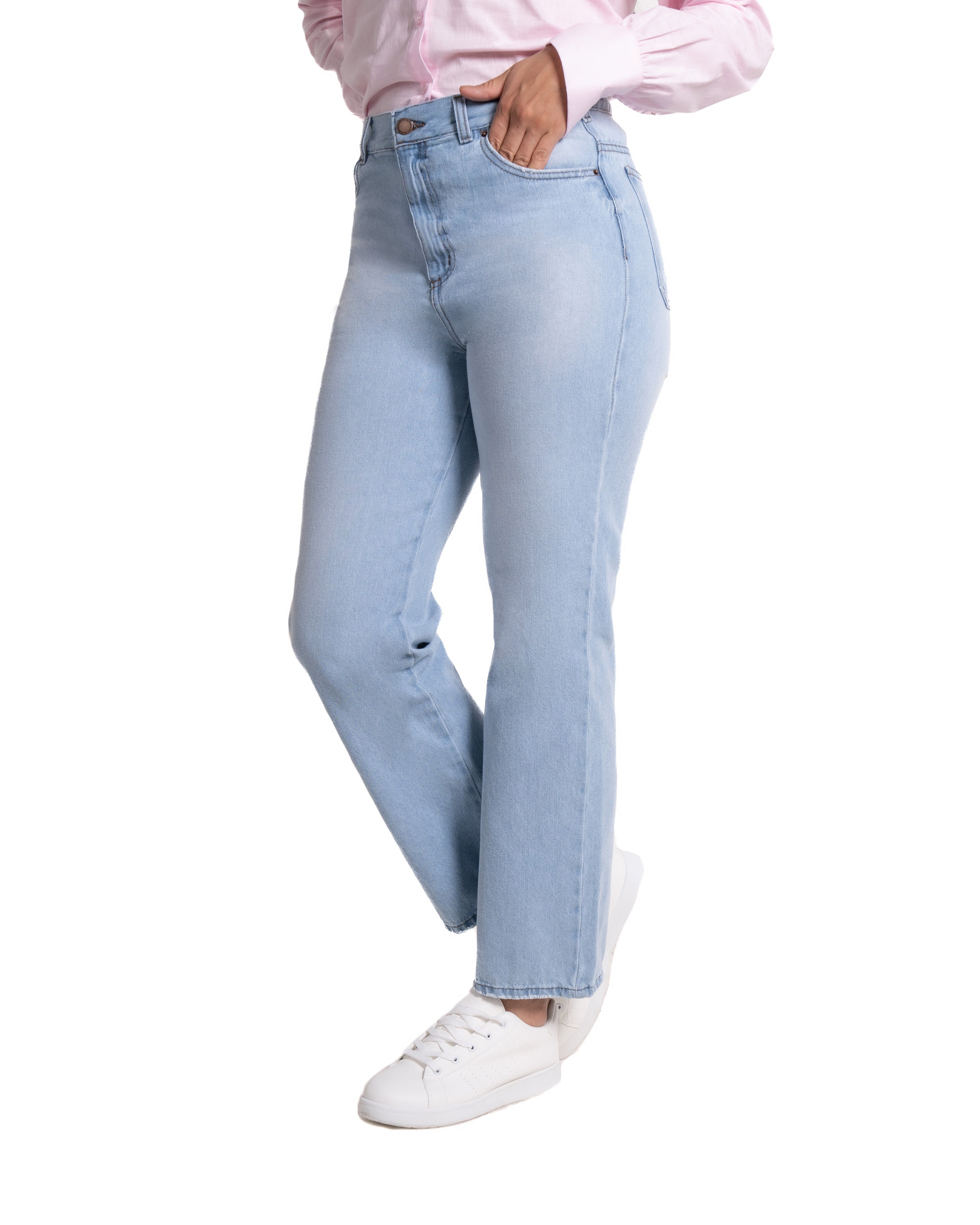 Jean Cropped para mujer color azul claro