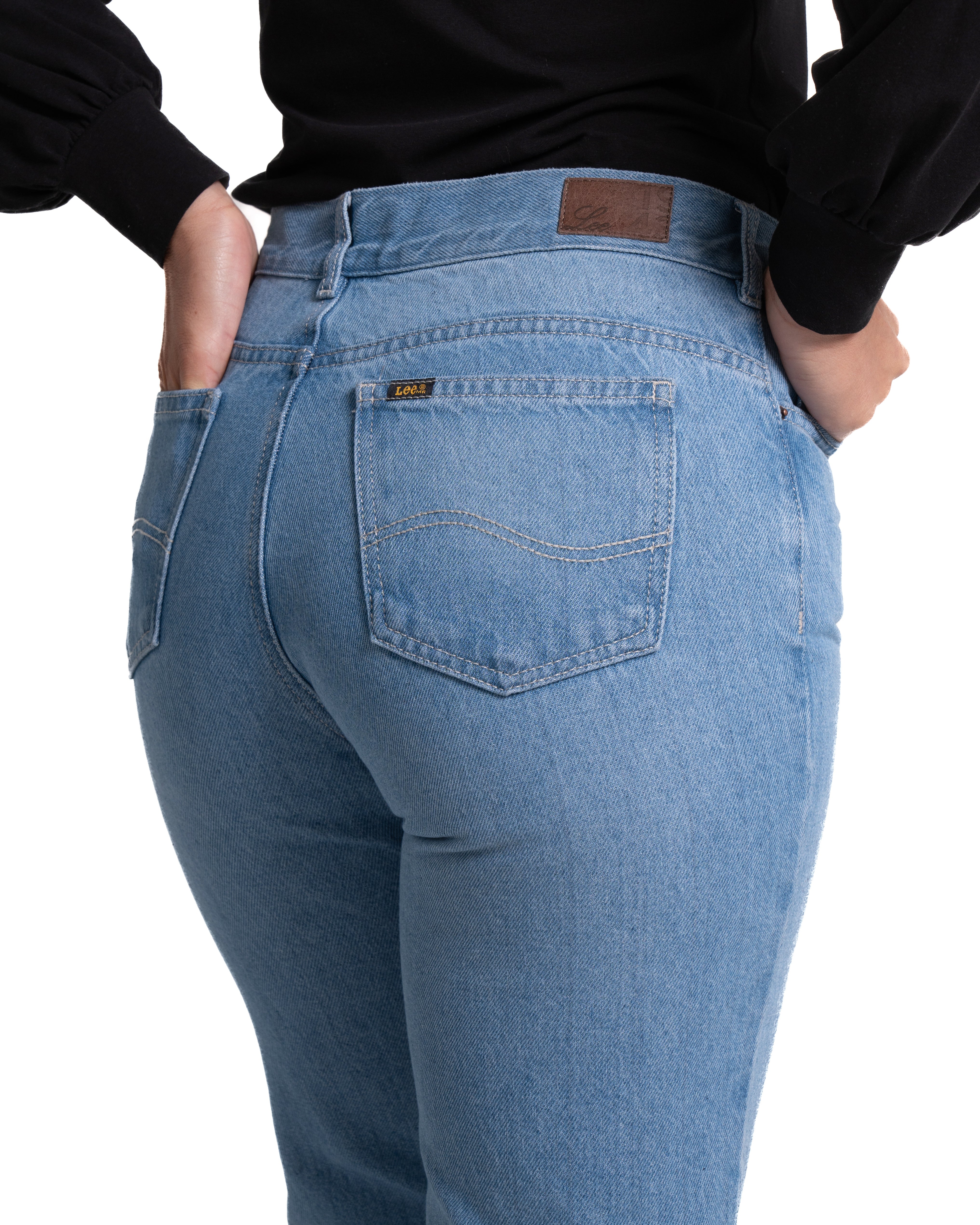 Jean Mom fit para mujer color azul claro