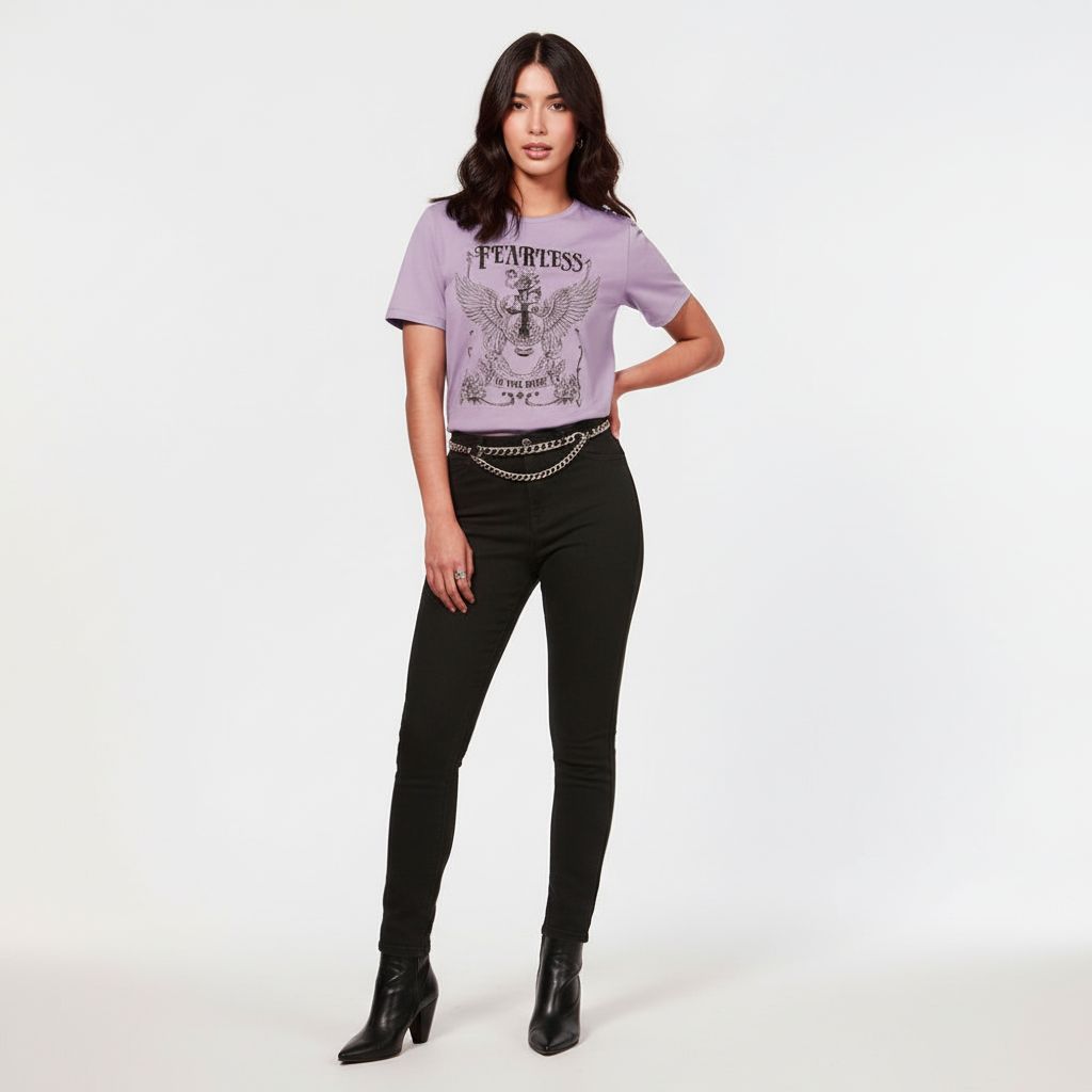 Camiseta Cuello Redondo Lec Lee – Lila y Caqui