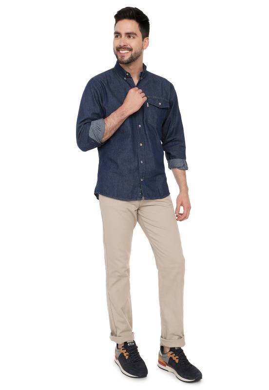 Camisa Manga Larga Lec Lee para Hombre - Índigo Oscuro