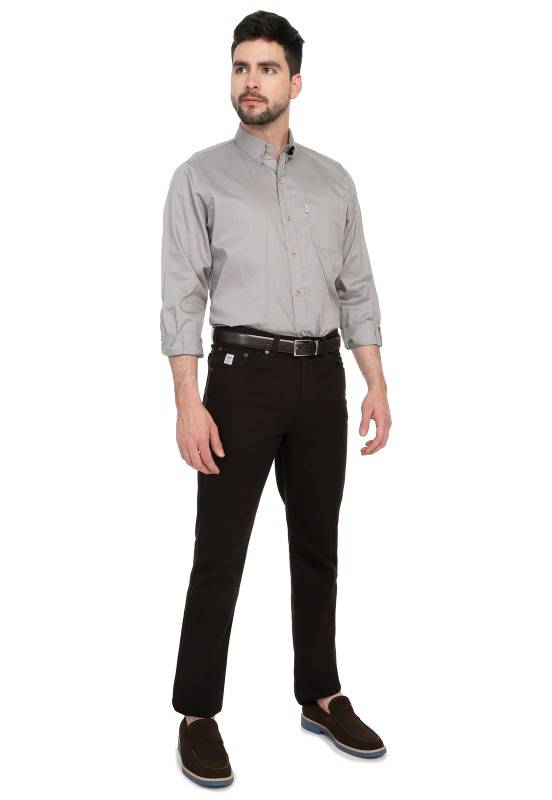 Camisa Manga Larga Dril Lec Lee para Hombre - Gris Claro